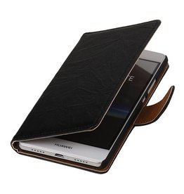 Washed Leer Bookstyle Hoesje voor Huawei Y5 II Zwart