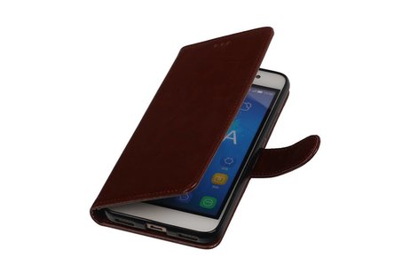 TPU Bookstyle Wallet Case Hoesje - Hoesje Geschikt voor Honor 4A / Y6 Bruin
