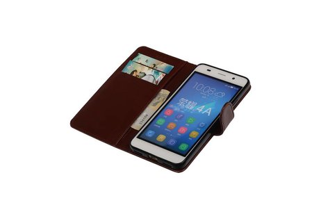 TPU Bookstyle Wallet Case Hoesje - Hoesje Geschikt voor Honor 4A / Y6 Bruin