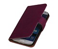 Washed Leer Bookstyle Wallet Case Hoesje - Geschikt voor Samsung Galaxy S4 i9500 Paars