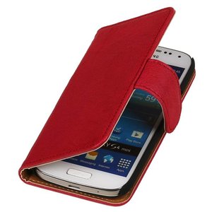 Washed Leer Bookstyle Wallet Case Hoesje - Geschikt voor Samsung Galaxy S4 mini i9190 Roze