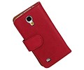 Washed Leer Bookstyle Wallet Case Hoesje - Geschikt voor Samsung Galaxy S4 mini i9190 Roze