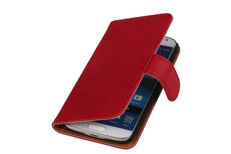 Washed Leer Bookstyle Wallet Case Hoesje - Geschikt voor Samsung Galaxy S3 mini i8190 Roze