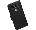 Washed Leer Bookstyle Wallet Case Hoesje - Geschikt voor LG G5 Zwart