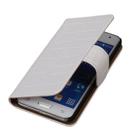 Krokodil Bookstyle Hoes voor Galaxy Core II G355H Wit
