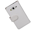 Croco Bookstyle Wallet Case Hoesje Geschikt voor Samsung Galaxy Core II G355H Wit
