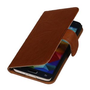 Washed Leer Bookstyle Wallet Case Hoesje voor Galaxy Core II G355H Bruin