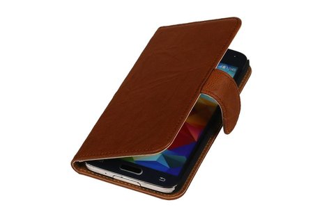 Washed Leer Bookstyle Wallet Case Hoesje voor Galaxy Core II G355H Bruin