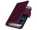 Washed Leer Bookstyle Wallet Case Hoesje - Geschikt voor Samsung Galaxy Core i8260 Paars