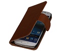 Washed Leer Bookstyle Wallet Case Hoesje - Geschikt voor Samsung Galaxy Core i8260 Bruin