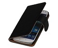 Washed Leer Bookstyle Wallet Case Hoesje voor Galaxy S Advance i9070 Zwart