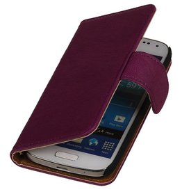 Washed Leer Bookstyle Hoes voor Galaxy S Advance i9070 Paars