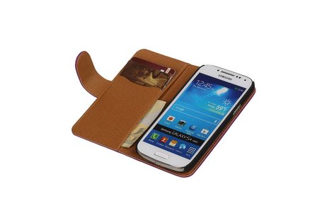 Washed Leer Bookstyle Wallet Case Hoesje voor Galaxy S Advance i9070 Paars