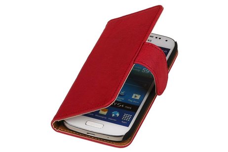 Washed Leer Bookstyle Wallet Case Hoesje - Geschikt voor Samsung Galaxy S Advance i9070 Roze