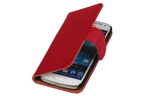 Washed Leer Bookstyle Wallet Case Hoesje voor Galaxy S Advance i9070 Roze