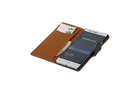 Washed Leer Bookstyle Wallet Case Hoesje - Geschikt voor Huawei Ascend G6 4G D.Blauw