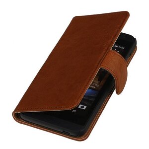 Washed Leer Bookstyle Wallet Case Hoesje - Geschikt voor Huawei Ascend G6 4G Bruin