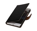 Washed Leer Bookstyle Wallet Case Hoesje - Geschikt voor Huawei Ascend Y300 Zwart