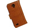 Snake Bookstyle Wallet Case Hoesje voor Huawei Ascend Y560 / Y5 Bruin