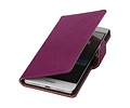 Washed Leer Bookstyle Wallet Case Hoesje - Geschikt voor Huawei Ascend G610 Paars