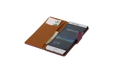 Washed Leer Bookstyle Wallet Case Hoesje - Geschikt voor Huawei Ascend G610 Paars
