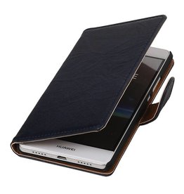 Washed Leer Bookstyle Hoes voor Huawei Ascend G630 D.Blauw