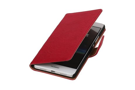 Washed Leer Bookstyle Wallet Case Hoesje voor Huawei Ascend G700 Roze