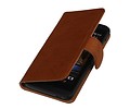 Washed Leer Bookstyle Wallet Case Hoesje voor Huawei Ascend G700 Bruin