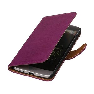 BAOHU Washed Leer Bookstyle Wallet Case Hoesje - Geschikt voor Sony Xperia Z1 Paars