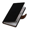 Washed Leer Bookstyle Hoesje voor HTC One E8 Zwart