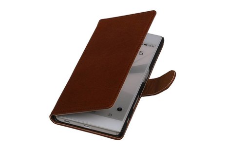 Washed Leer Bookstyle Wallet Case Hoesje - Geschikt voor HTC One E8 Bruin