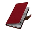 Washed Leer Bookstyle Wallet Case Hoesjes voor HTC One E8 Roze