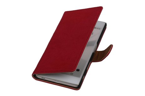 BAOHU Washed Leer Bookstyle Wallet Case Hoesje - Geschikt voor HTC One E8 Roze