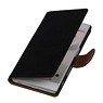 Washed Leer Bookstyle Hoesje voor HTC Desire 210 Zwart
