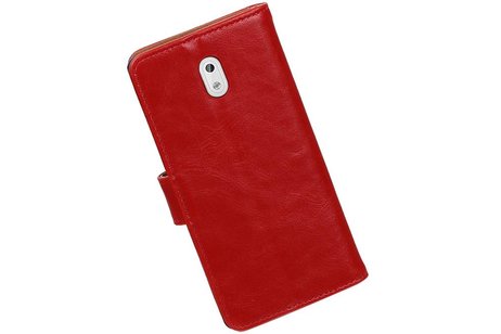 Pull-UP Bookstyle Wallet Case Hoesjes voor Nokia 3 Rood