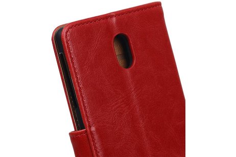 BAOHU Zakelijke Book Case Telefoonhoesje Geschikt voor de Nokia 3 - Portemonnee Hoesje - Pasjeshouder Wallet Case - Rood
