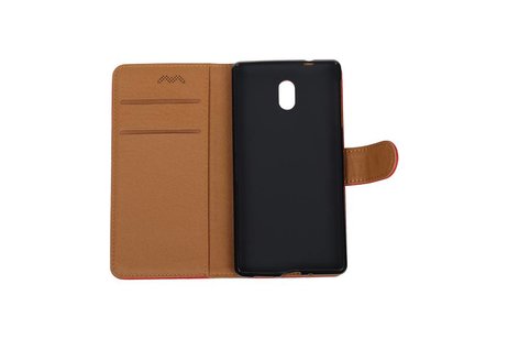 BAOHU Zakelijke Book Case Telefoonhoesje Geschikt voor de Nokia 3 - Portemonnee Hoesje - Pasjeshouder Wallet Case - Rood
