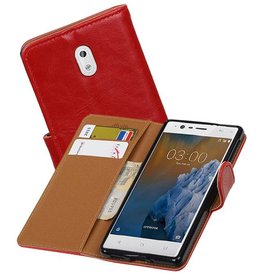 BAOHU Zakelijke Bookstyle Hoesje voor Nokia 3 Rood