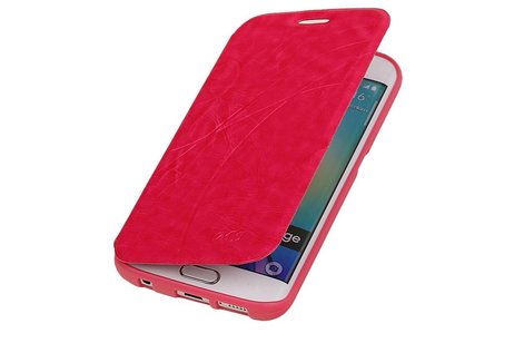 Easy Booktype hoesje voor Galaxy S6 Edge G925 Roze