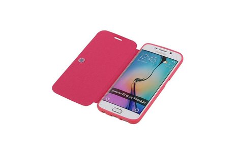 Easy Booktype hoesje voor Galaxy S6 Edge G925 Roze