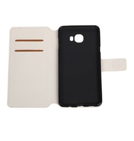 BAOHU Cross Pattern TPU Bookstyle Hoesje voor Samsung Galaxy C7 Wit