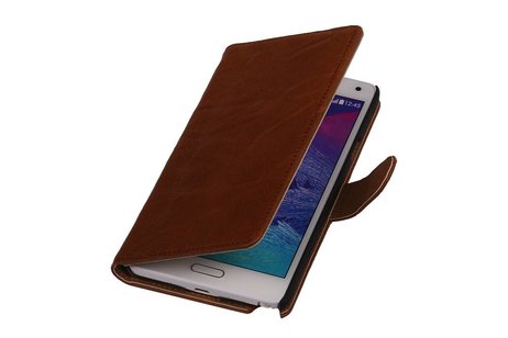 Washed Leer Bookstyle Wallet Case Hoesje - Geschikt voor Samsung Galaxy Note 3 Neo Bruin