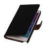 Washed Leer Bookstyle Hoesje voor Galaxy Note 2 N7100 Zwart