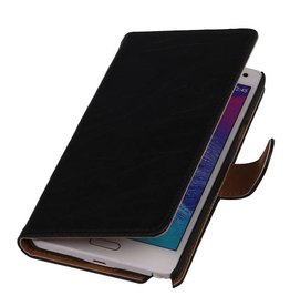 Washed Leer Bookstyle Hoesje voor Galaxy Note 3 N9000 Zwart