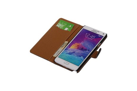 Washed Leer Bookstyle Wallet Case Hoesje - Geschikt voor Samsung Galaxy Note 3 N9000 Zwart