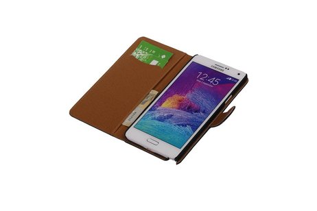Washed Leer Bookstyle Wallet Case Hoesje - Geschikt voor Samsung Galaxy Note 3 N9000 Donker Blauw