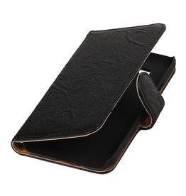 BAOHU Washed Leer Bookstyle Hoesje voor Samsung Galaxy E5 Zwart