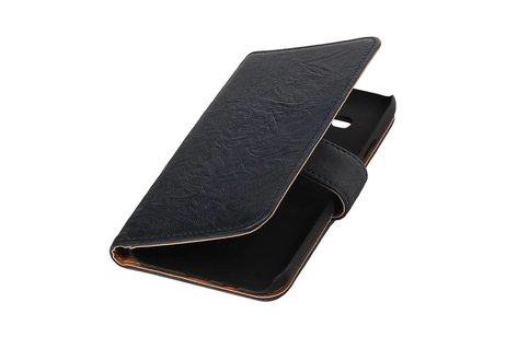 BAOHU Washed Leer Bookstyle Wallet Case Hoesje - Geschikt voor Samsung Galaxy E5 Donker Blauw