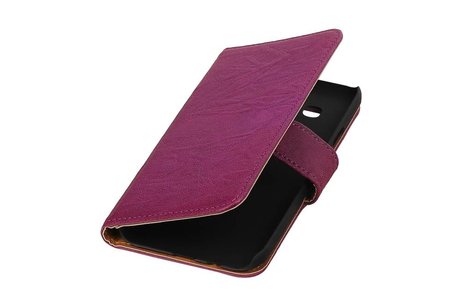 BAOHU Washed Leer Bookstyle Wallet Case Hoesje - Geschikt voor Samsung Galaxy E5 Paars