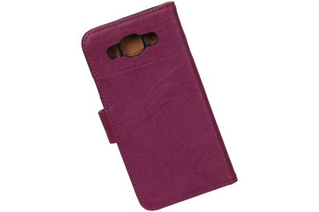 BAOHU Washed Leer Bookstyle Wallet Case Hoesje - Geschikt voor Samsung Galaxy E5 Paars